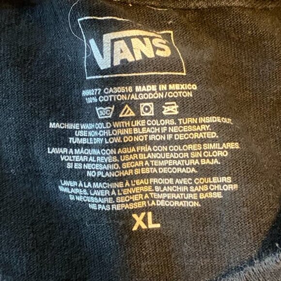 Vans Mens XL T Shirt Black Graphic Trademark Logo Skull Skateboard 100% Cotton - Picture 4 of 4